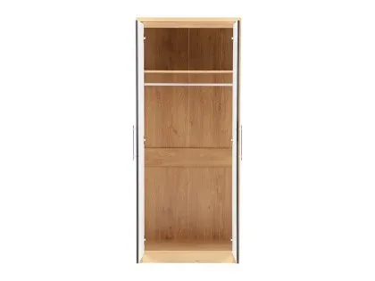 Seconique Seville Black High Gloss and Oak 2 Door Double Wardrobe