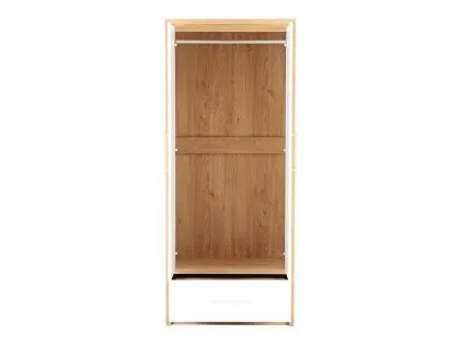 Seconique Seville White High Gloss and Oak 2 Door 1 Drawer Wardrobe