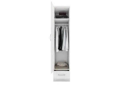 Seconique Nevada White High Gloss 1 Door 1 Drawer Wardrobe