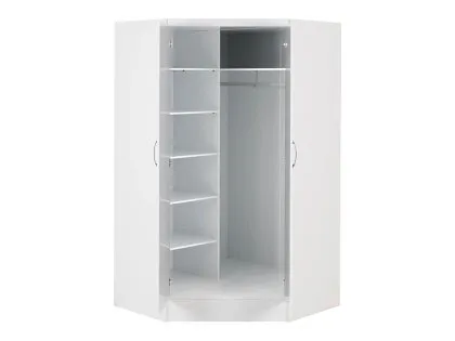 Seconique Nevada White High Gloss 2 Door Corner Wardrobe