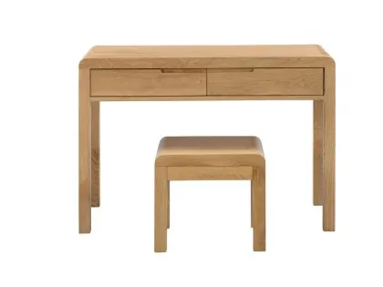 Julian Bowen Curve Oak 2 Drawer Dressing Table and Stool (Assembled)