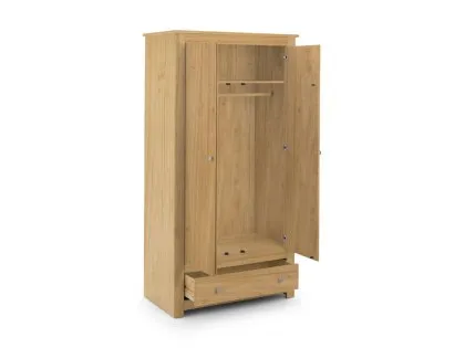 Julian Bowen Radley Waxed Pine 2 Door 1 Drawer Wardrobe
