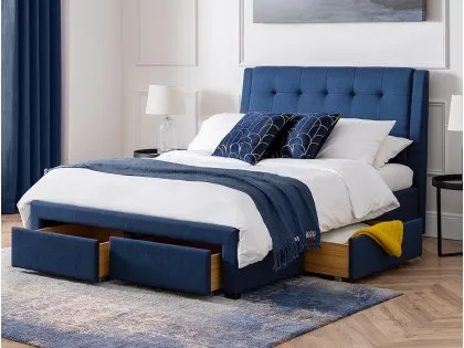 Julian Bowen Fullerton 6ft Super King Size Blue Fabric 4 Drawer Bed Frame