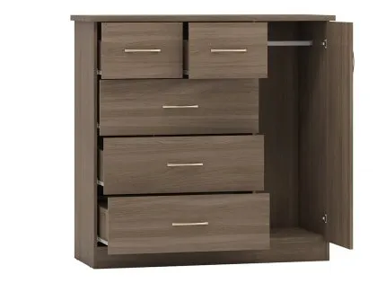 Seconique Nevada Rustic Oak 1 Door 5 Drawer Chest of Drawers