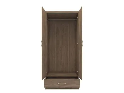 Seconique Nevada Rustic Oak 2 Door 1 Drawer Double Wardrobe