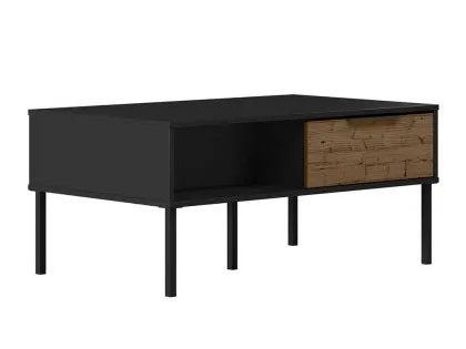 Seconique Madrid Acacia and Black 2 Drawer Coffee Table