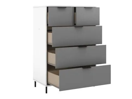 Seconique Madrid Grey Gloss and White 3+2 Drawer Chest of Drawers