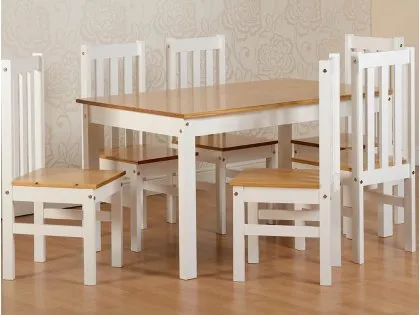 Seconique Ludlow White and Oak Dining Table and 6 Chair Set