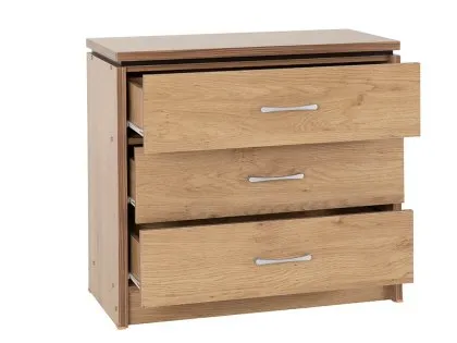Seconique Charles Oak 3 Drawer Chest of Drawers