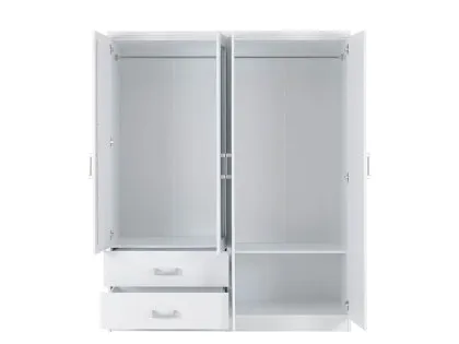 Seconique Charles White 4 Door 2 Drawer Mirrored Wardrobe