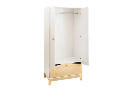 Seconique Cody White and Pine 2 Door 1 Drawer Wardrobe