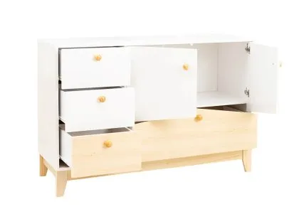 Seconique Cody White and Pine 2 Door 4 Drawer Storage Unit