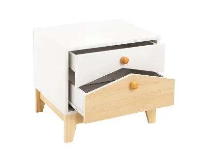 Seconique Cody White and Pine 2 Drawer Bedside Table