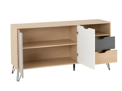 Seconique Bergen Grey and Oak 2 Door 2 Drawer Sideboard