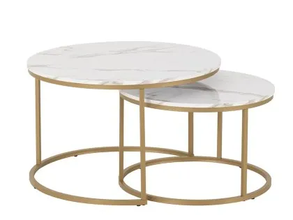 Seconique Dallas Marble Effect Round Nest of Tables