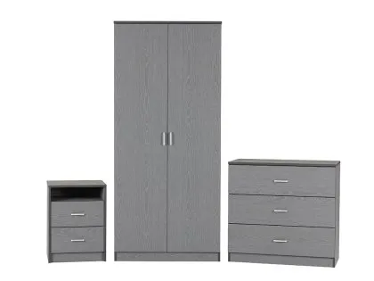 Seconique Felix Grey 3 Piece Bedroom Furniture Package