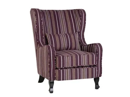 Seconique Sherborne Burgundy Stripe Fabric Arm Chair
