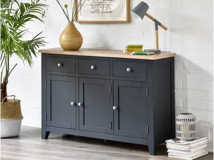 Julian Bowen Bordeaux Grey and Oak Wooden 3 Door 3 Drawer Sideboard (Assembled)