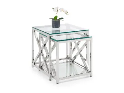 Julian Bowen Miami Glass and Chrome Nest of Tables
