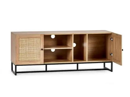 Julian Bowen Padstow Rattan and Oak 2 Door TV Cabinet