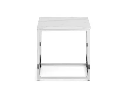 Julian Bowen Scala Marble Effect and Chrome Lamp Table