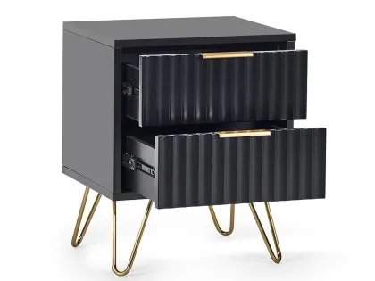 Julian Bowen Murano Black and Gold 2 Drawer Lamp Table