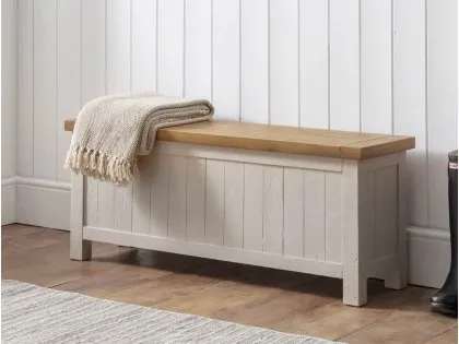 Julian Bowen Aspen Reclaimed Pine and Grey Ottoman Storage Bench (Assembled)