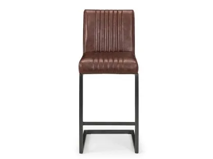 Julian Bowen Brooklyn Set of 2 Brown Faux Leather Bar Stools