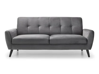 Julian Bowen Monza Grey Velvet 3 Seater Sofa
