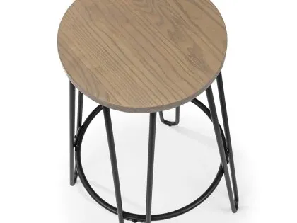 Julian Bowen Dalston Set of 2 Mocha Elm and Black Bar Stools