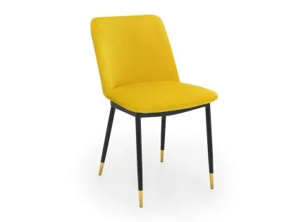 Julian Bowen Delaunay Set of 2 Mustard Velvet Dining Chairs