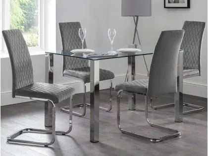 Julian Bowen Enzo 120cm Glass and Chrome Dining Table