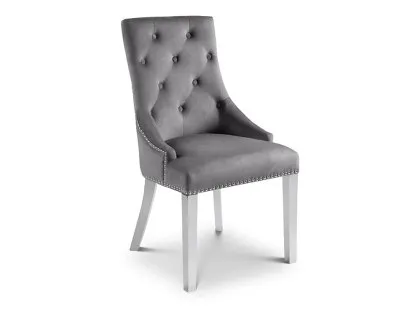 Julian Bowen Gladstone Set of 2 Grey Velvet Knockerback Dining Chairs