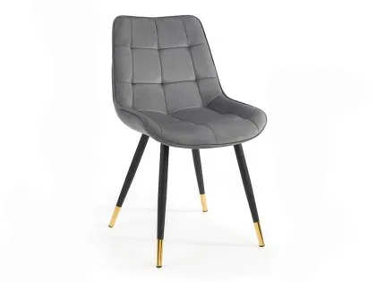 Julian Bowen Hadid Set of 2 Grey Velvet Dining Chairs