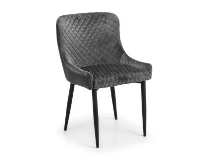 Julian Bowen Luxe Set of 2 Grey Velvet Dining Chairs