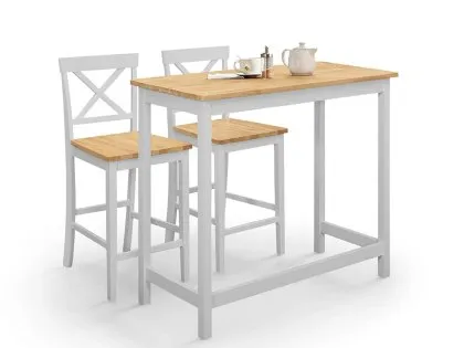 Julian Bowen Marlow 108cm Grey and Oak Lacquered 2 Seat Bar Set