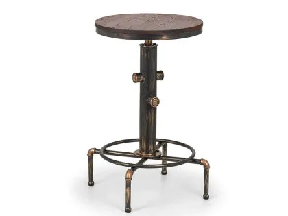 Julian Bowen Rockport 66cm Rustic Elm and Copper Bar Table