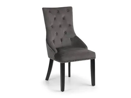 Julian Bowen Veneto Set of 2 Grey Velvet Knockerback Dining Chairs