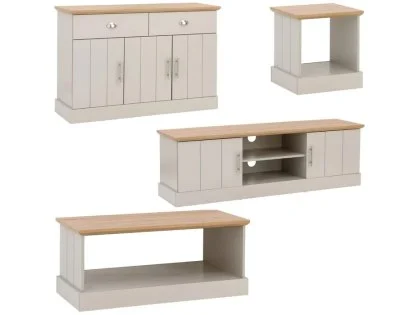 GFW Kendal Light Grey and Oak 4 Piece Large Living Room Furniture Set