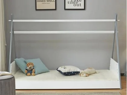 Clearance - Birlea Teepee 3ft Single White and Grey Wooden Bed Frame