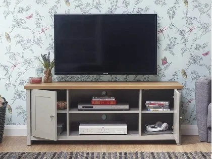 Clearance - GFW Lancaster Grey And Oak 2 Door Large TV Cabinet