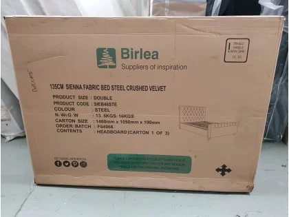 Clearance - Birlea Sienna 4ft6 Double Steel Crushed Velvet Fabric Bed Frame