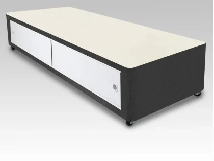 Clearance - 2ft6 Small Single Slidestore Divan Base - Deluxe Beige, Reinforced Base, Castors
