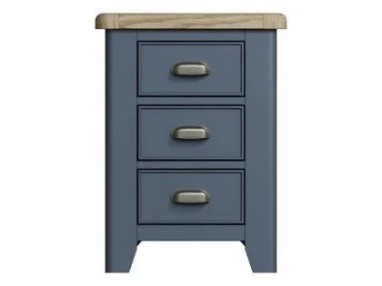 ASC Hudson Oak and Blue 3 Drawer Large Bedside Table