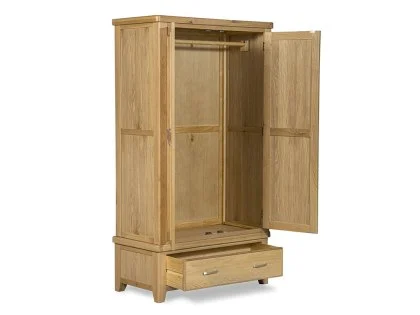 ASC Selkirk 2 Door 1 Drawer Oak Wooden Double Wardrobe (Part Assembled)