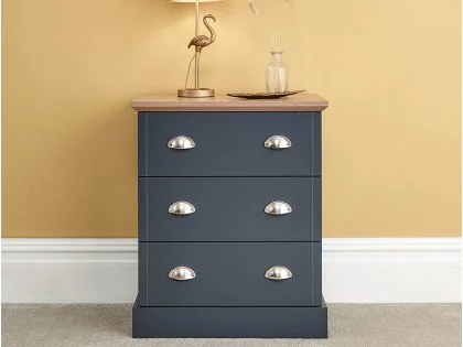 GFW Kendal Slate Blue and Oak 3 Drawer Chest of Drawers