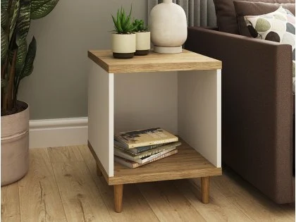 GFW Presto Vienna Oak and White Lamp Table