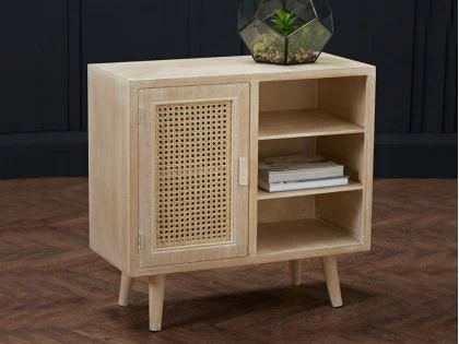 LPD Toulouse Rattan and Oak 1 Door Display Cabinet