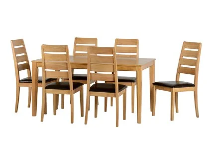Seconique Logan Oak Dining Table and 6 Chair Set
