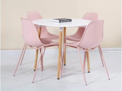 Seconique Lindon Dining Table and 4 Pink Dining Chairs